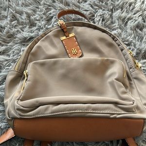 Tommy Hilfiger Small Beige & Brown Women' s Backpack. Some wear on the handle.